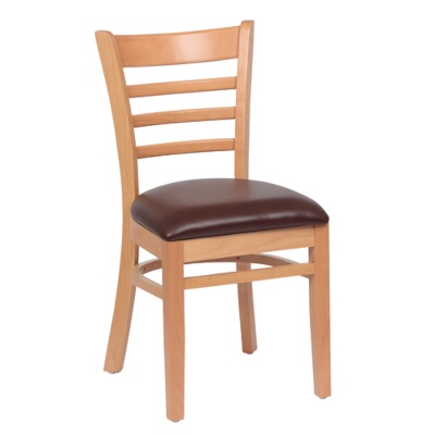 Royal ROY 8001 N BRN – Ladder Back Chair, 33-1/2″H, brown seat, natural finish, (Case of 2)