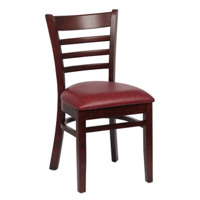 Royal ROY 8001 W CRM – Ladder Back Chair, 33-1/2″H, crimson seat, walnut finish, (Case of 2)