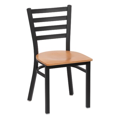 Royal ROY 9001 N – Ladder Back Chair, 33-1/2″H, natural wood seat, black finish, (Case of 2)