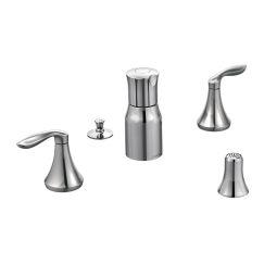 Moen T5220 Eva Collection Two Handle Bidet Faucet with Metal Waste Assembly in Chrome