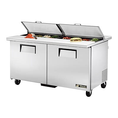 True TSSU-60-16-DS-ST-HC – Dual Side Sandwich/Salad Prep Table, (16) pans, (2) full doors, stainless steel front