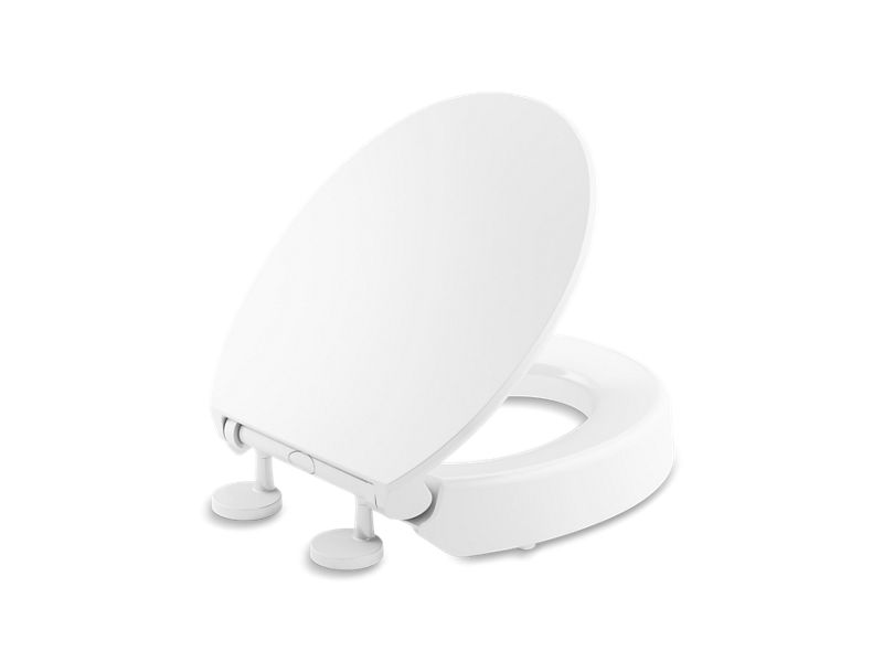 KOHLER K-25876 Hyten Elevated Quiet-Close round-front toilet seat