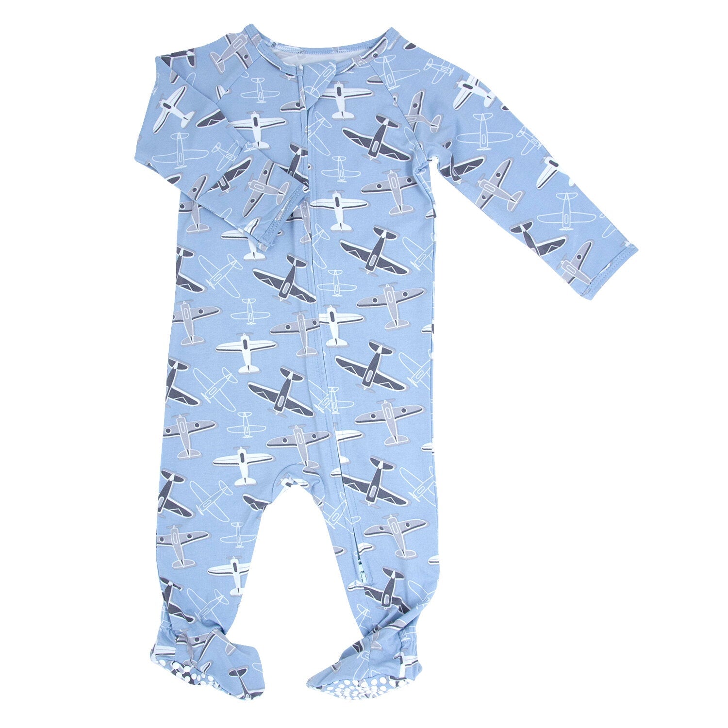 Zipper Footie – Blue Aircrafts